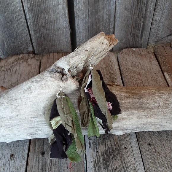 Handmade Fabric Earrings, Tassel Earring - Picture 7 of 7